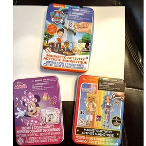New Fun Activities 3 Tins Disney Minnie Mouse, Paw Patrol, Rainbow High